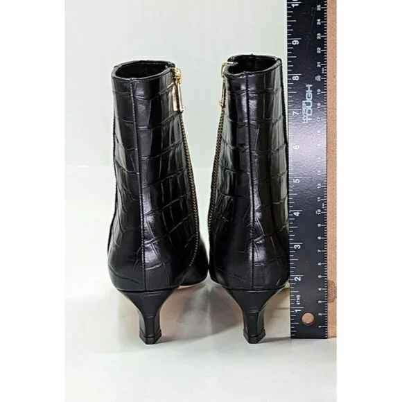 Michael Kors Black Croc-Embossed Heeled Boots - Picture 8 of 12